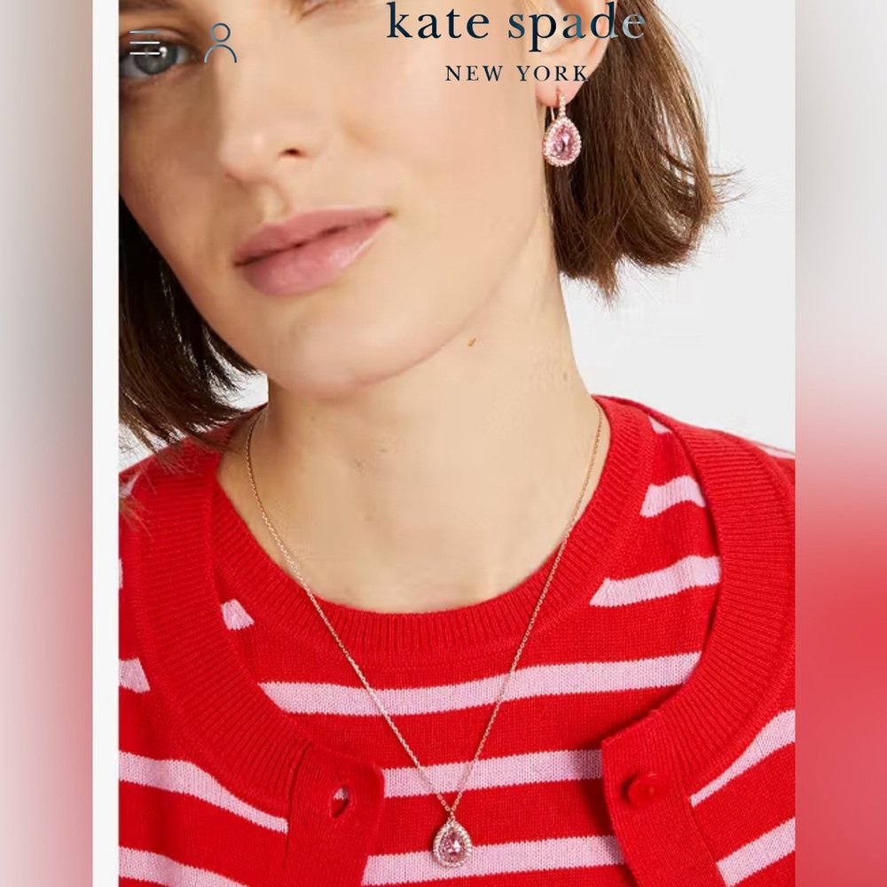 New Kate Spade Brilliant Statements Pavé Halo Mini Pendant Necklace - Picture 2 of 3